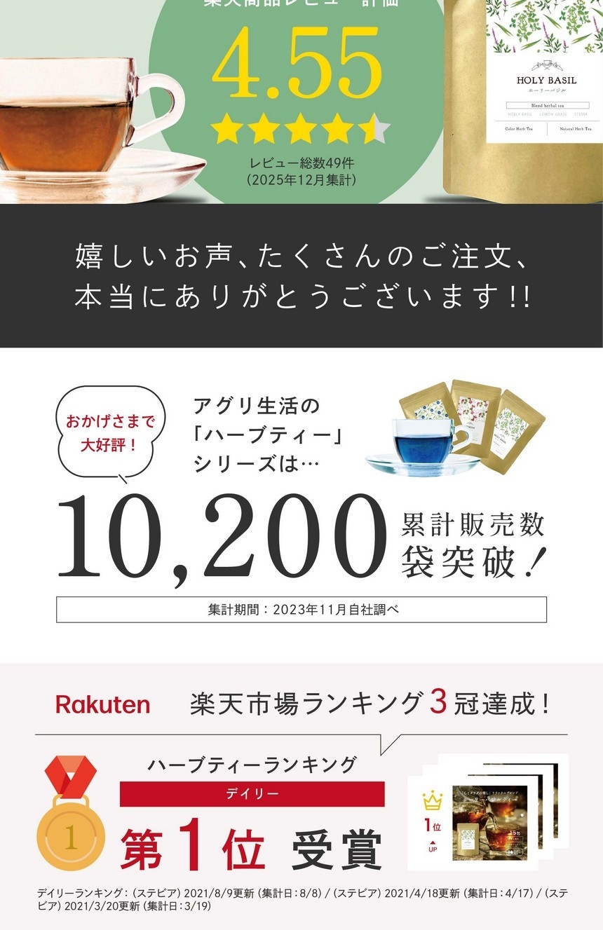 めちゃくちゃ美味しい。苦手な方はいない。よく眠れた気がしました。またリピします！身体のだるさがだいぶマシになりました。飲みやすいです。穏やかな気持ちになりました。