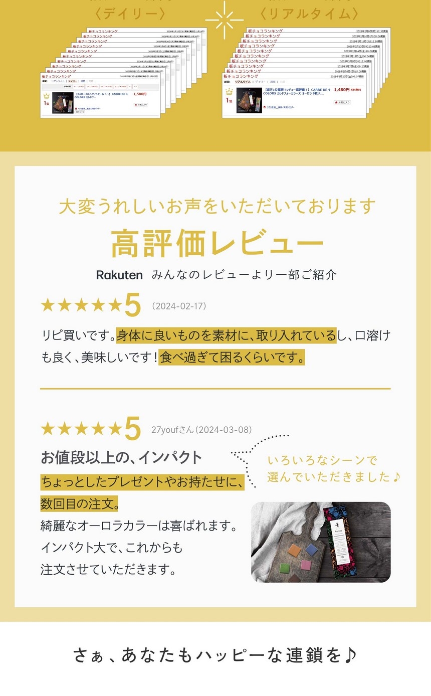 身体にも良いものを素材に取り入れている/食べ過ぎて困るくらいです/ちょっとしたプレゼントやお持たせに数回目の注文。